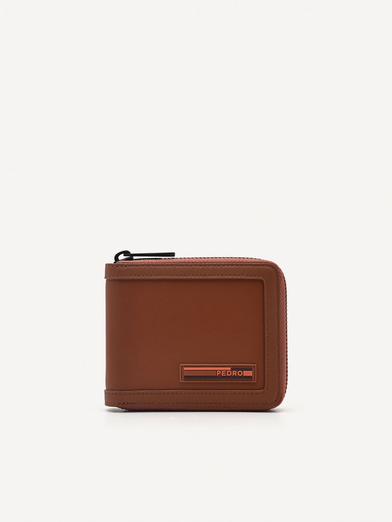 Pedro Leather Bi-Fold Zip-Around with Coin Pouch Men Wallets Cognac | Q9Q-2707