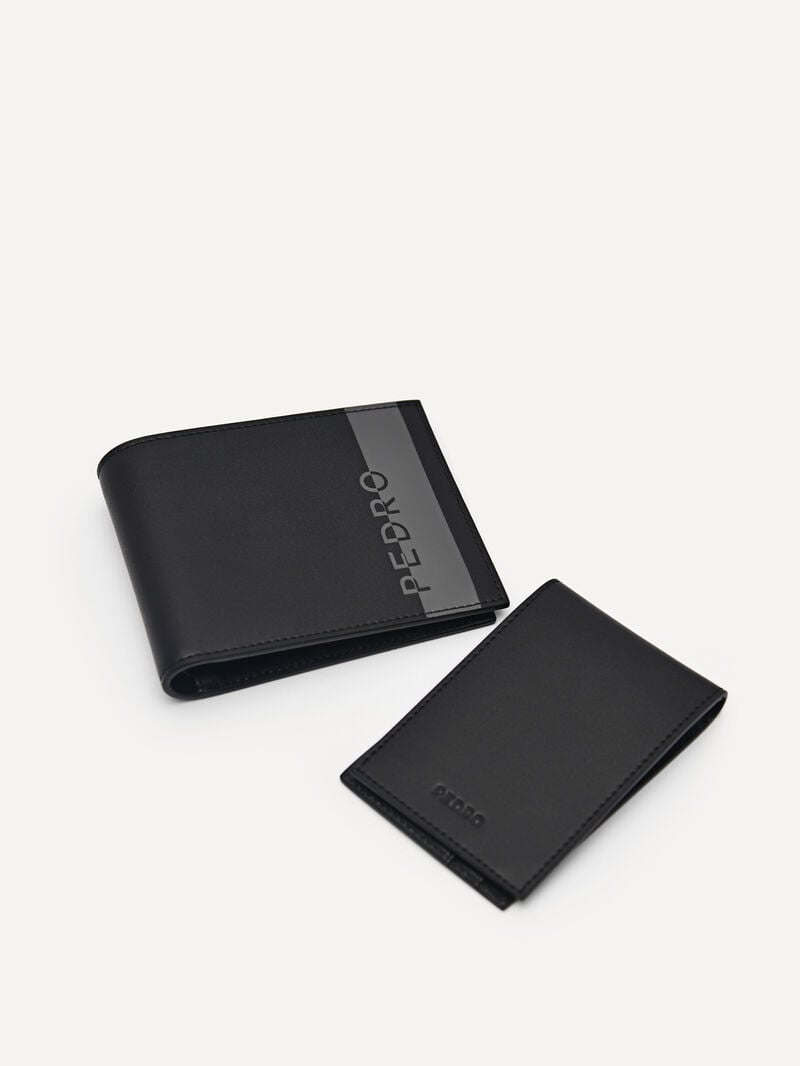 Pedro Leather Bi-Fold with Insert Men Wallets Black | Q9Q-2719