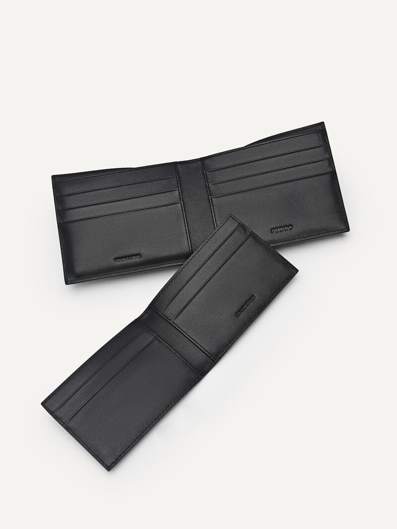 Pedro Leather Bi-Fold with Insert Men Wallets Black | Q9Q-2719