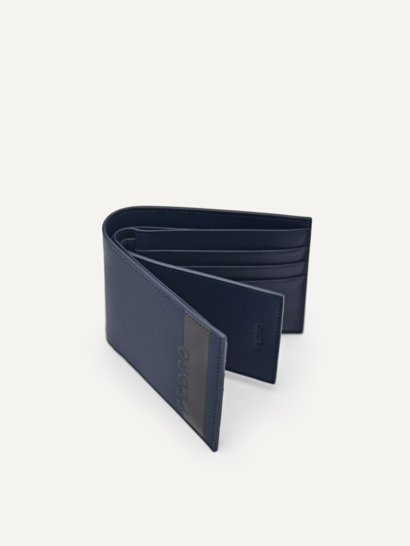Pedro Leather Bi-Fold with Insert Men Wallets Navy | Q9Q-2716