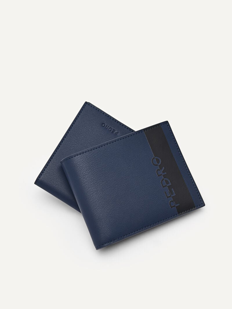 Pedro Leather Bi-Fold with Insert Men Wallets Navy | Q9Q-2716