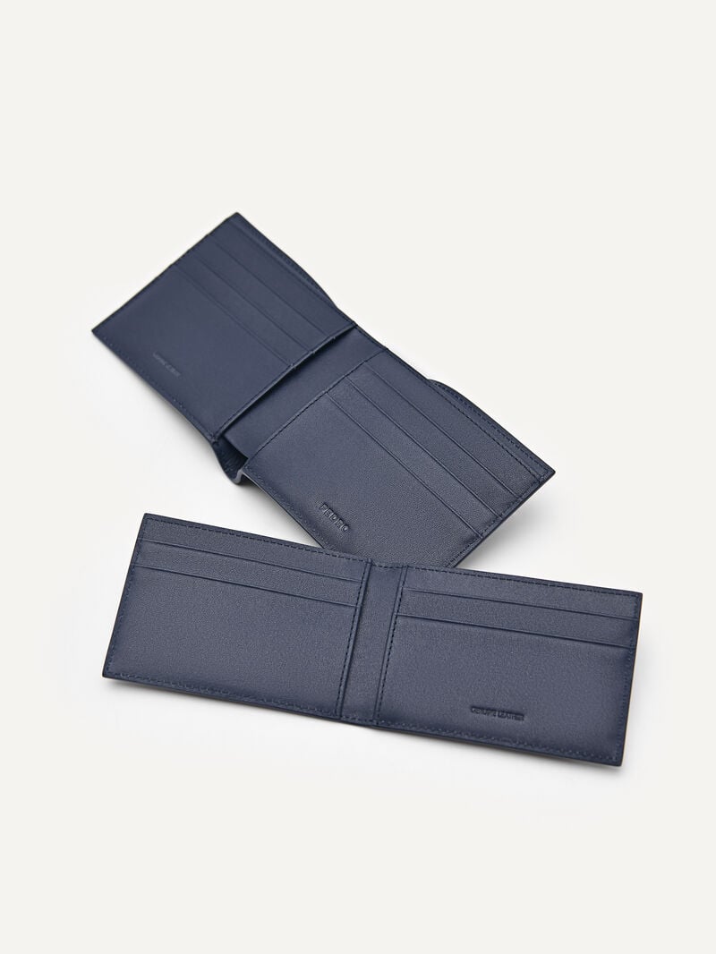 Pedro Leather Bi-Fold with Insert Men Wallets Navy | Q9Q-2716