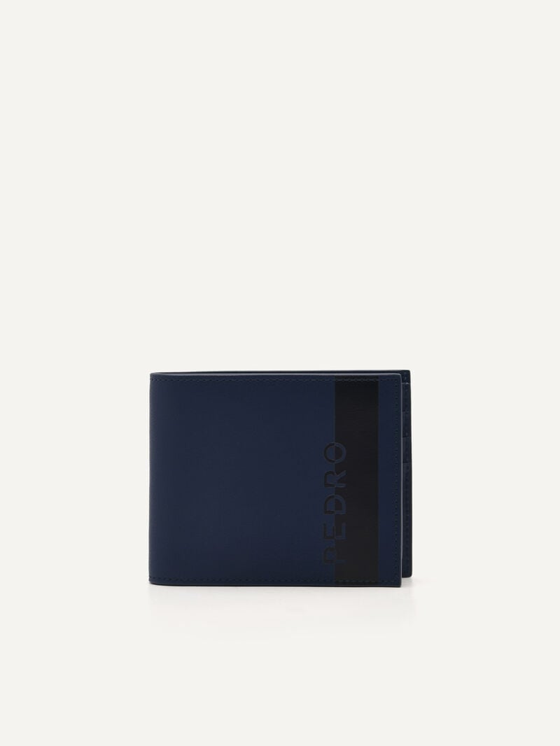 Pedro Leather Bi-Fold with Insert Men Wallets Navy | Q9Q-2716