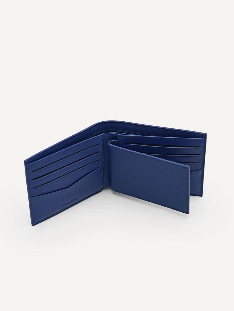 Pedro Leather Bi-Fold with Insert Men Wallets Navy | Q9Q-2715