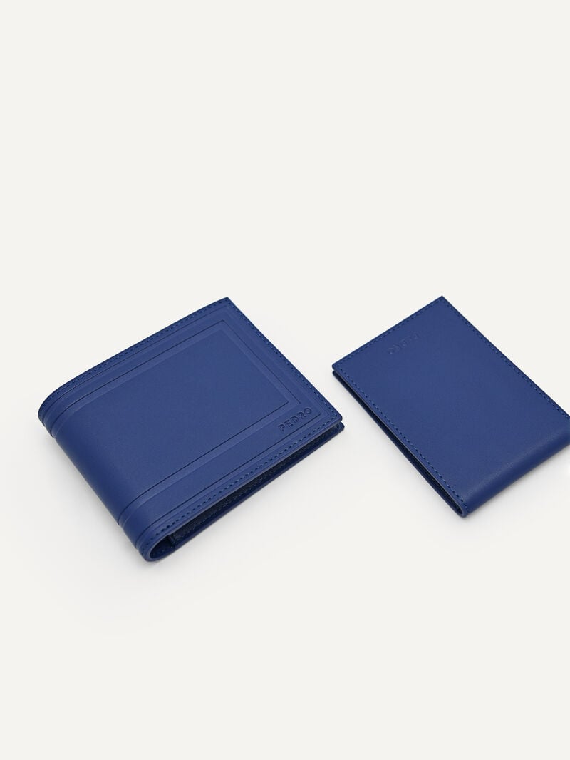 Pedro Leather Bi-Fold with Insert Men Wallets Navy | Q9Q-2715