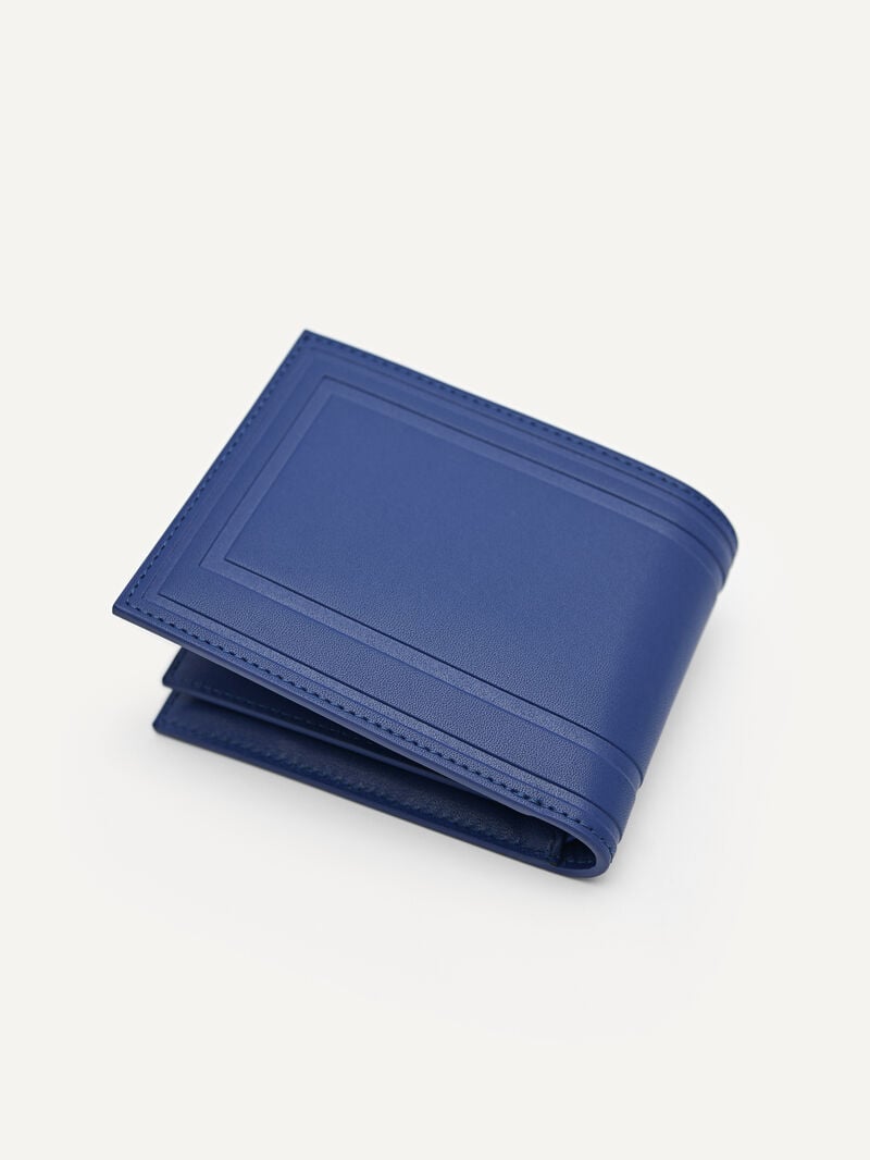 Pedro Leather Bi-Fold with Insert Men Wallets Navy | Q9Q-2715