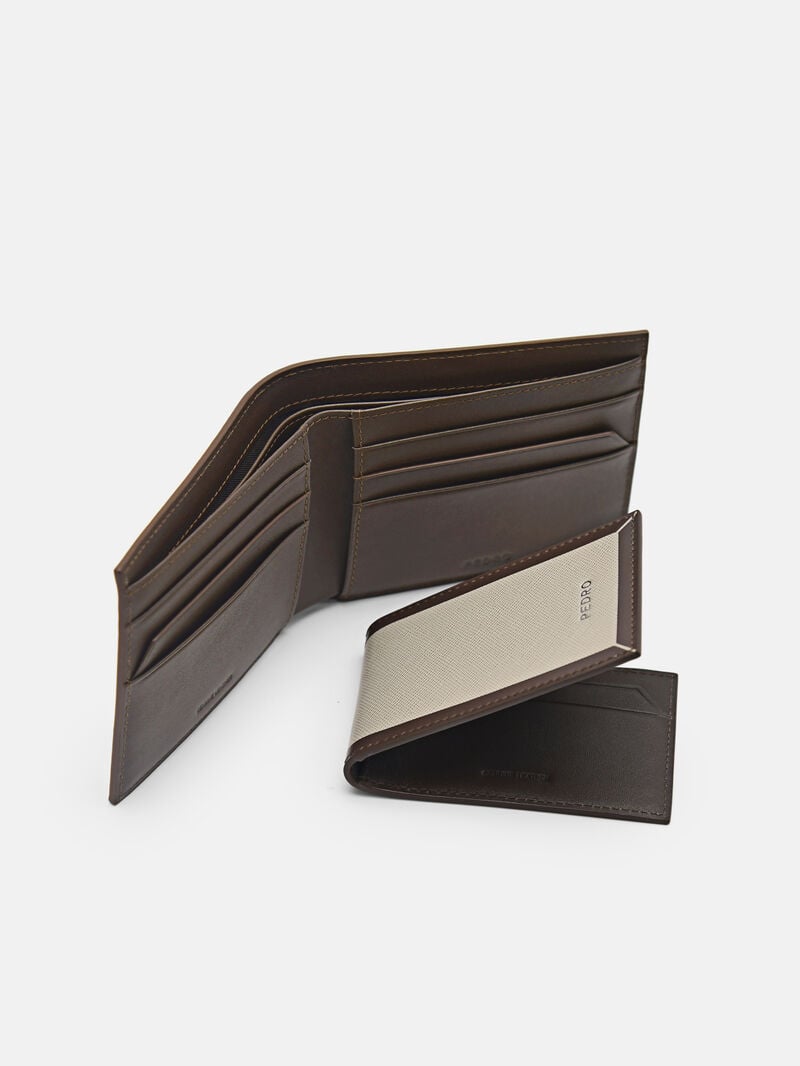 Pedro Leather Bi-Fold with Insert Men Wallets Taupe | Q9Q-2714