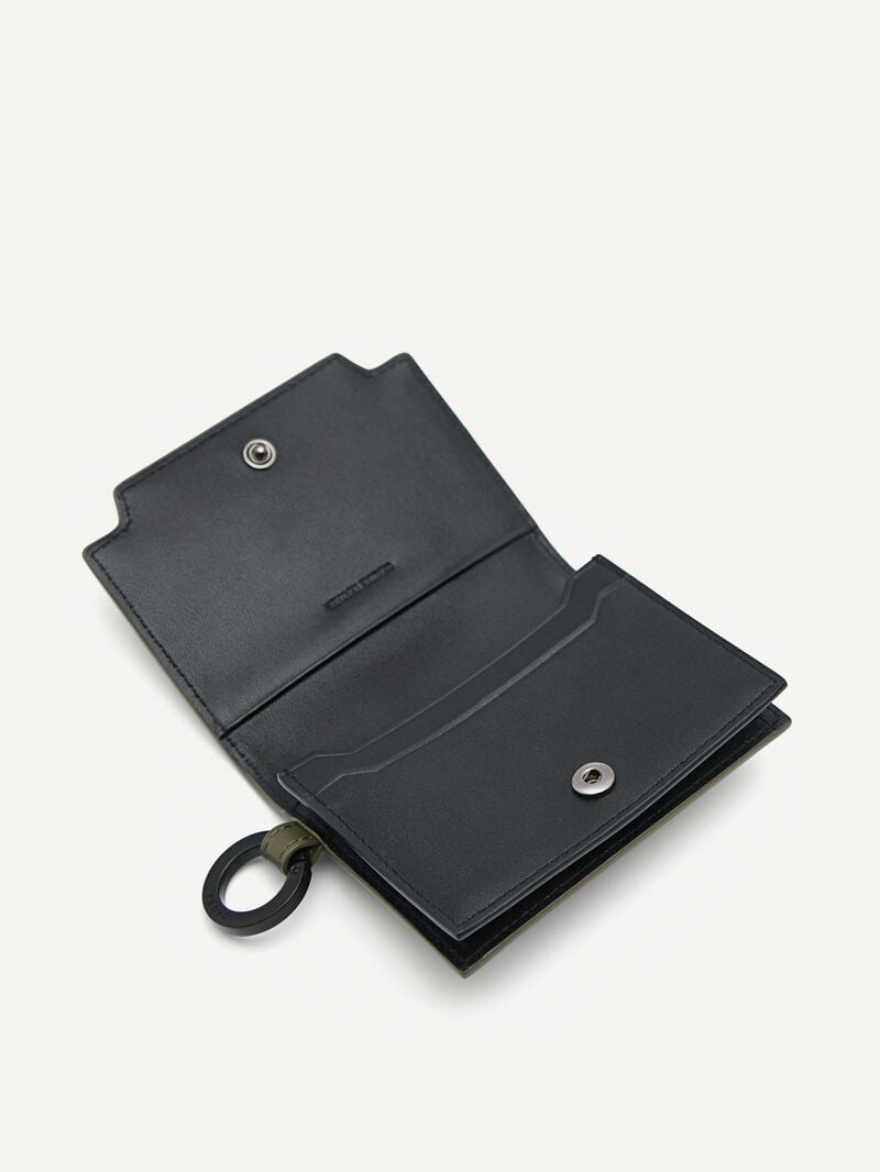 Pedro Leather Bi-Fold with Key Ring Men Card Holders Military Green | Q9Q-2711