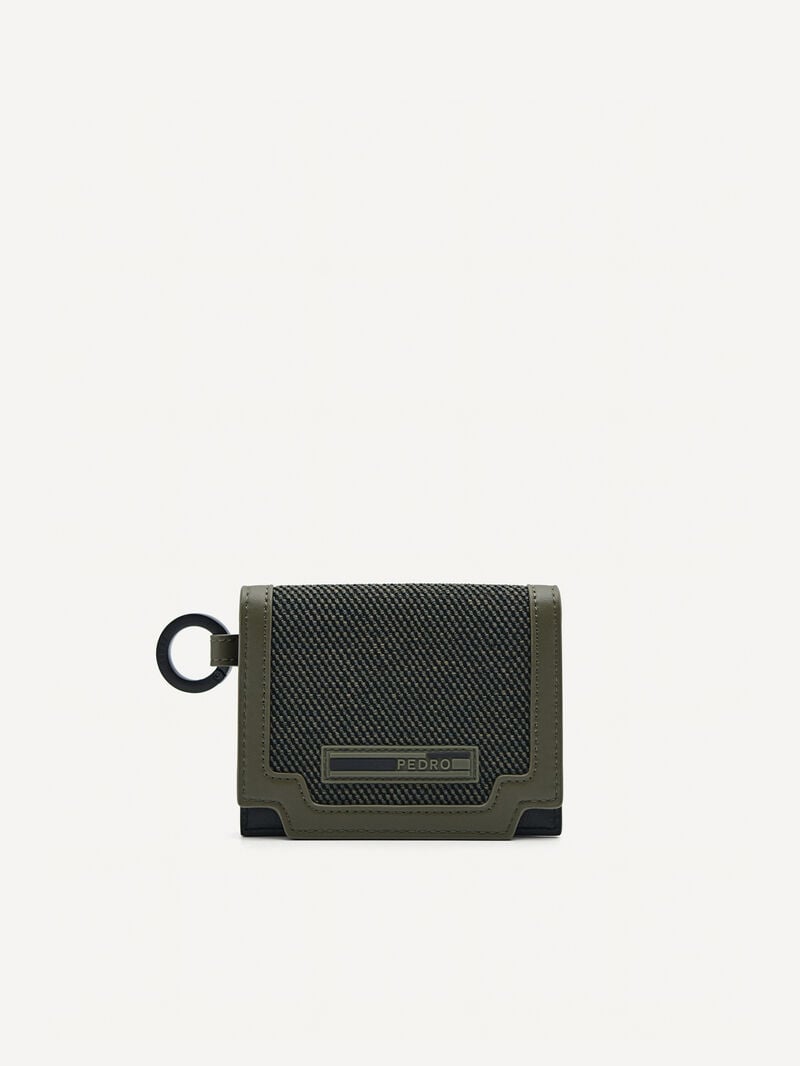 Pedro Leather Bi-Fold with Key Ring Men Card Holders Military Green | Q9Q-2711