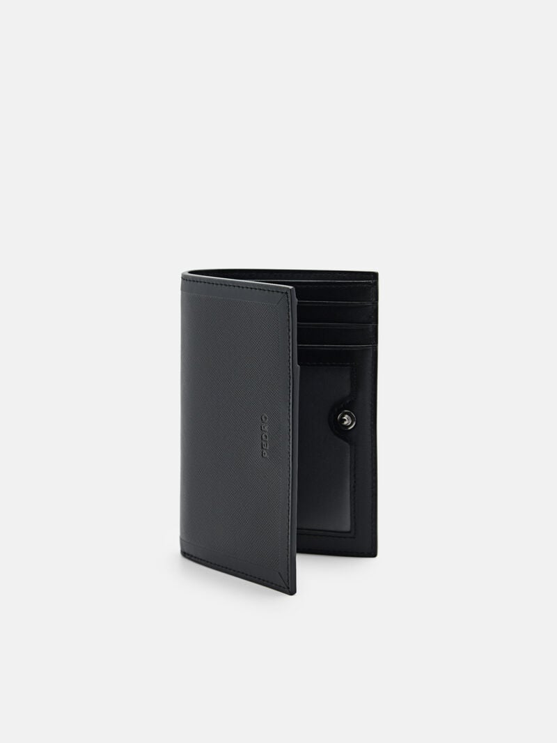 Pedro Leather Bi-Fold with Lanyard Men Card Holders Black | Q9Q-2710