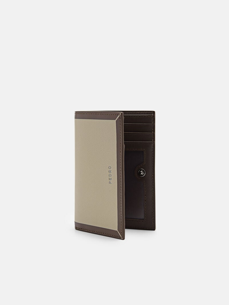 Pedro Leather Bi-Fold with Lanyard Men Card Holders Taupe | Q9Q-2709