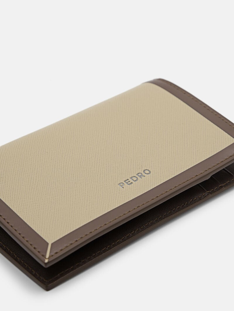 Pedro Leather Bi-Fold with Lanyard Men Card Holders Taupe | Q9Q-2709