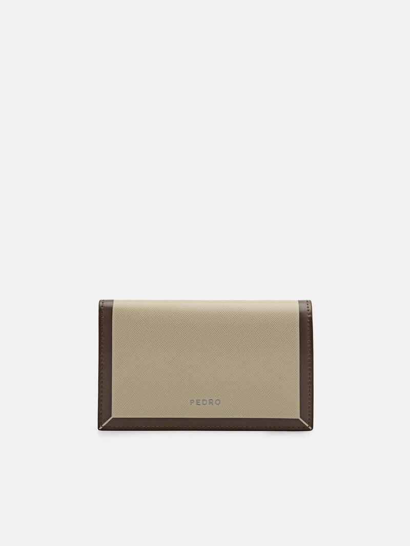 Pedro Leather Bi-Fold with Lanyard Men Card Holders Taupe | Q9Q-2709
