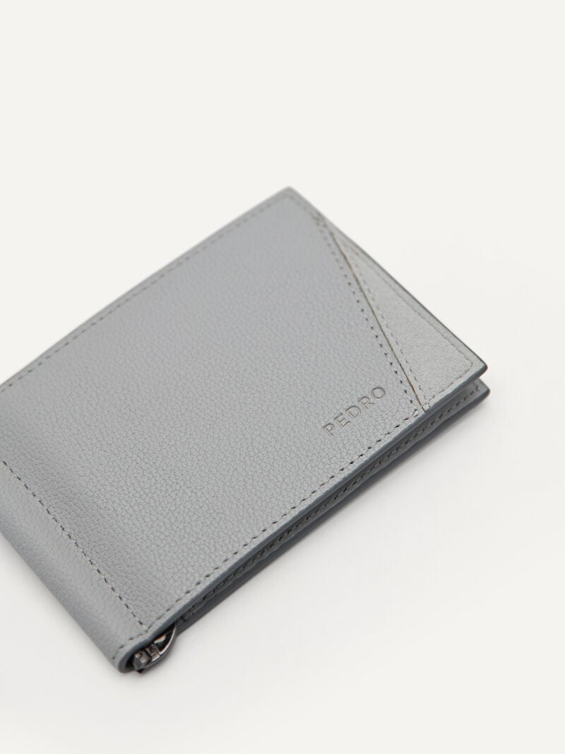 Pedro Leather Bi-Fold with Money Clip Men Card Holders Light Grey | Q9Q-2708