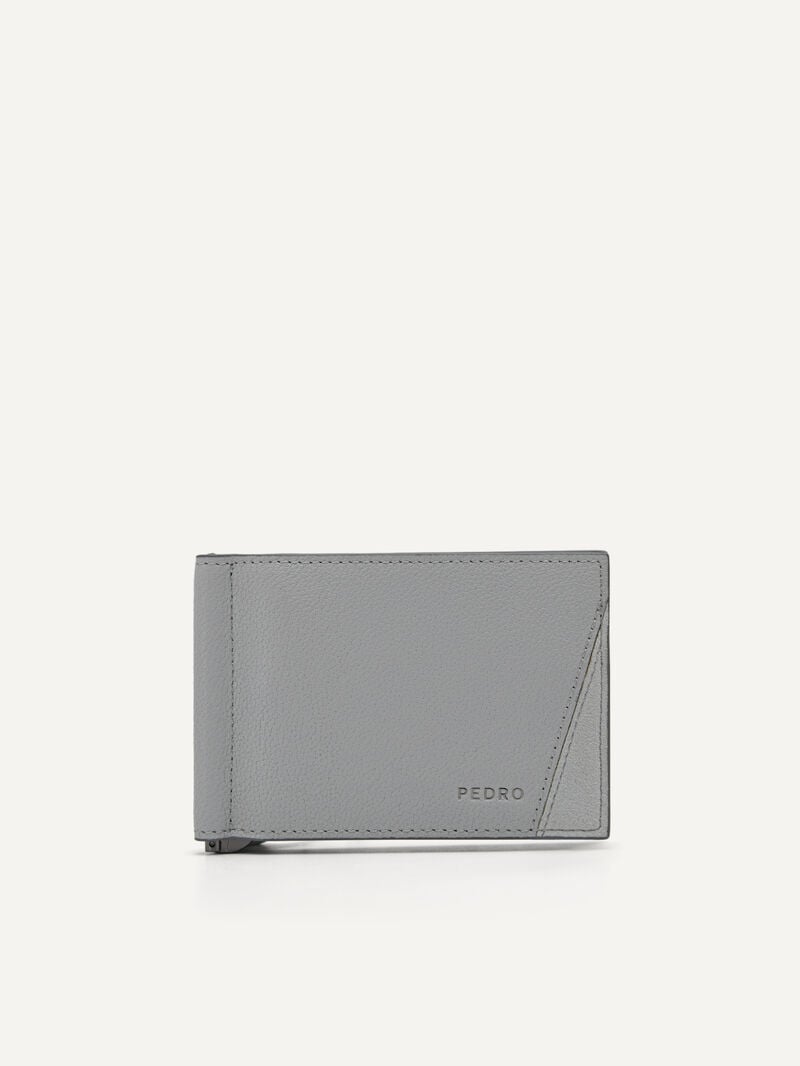Pedro Leather Bi-Fold with Money Clip Men Card Holders Light Grey | Q9Q-2708