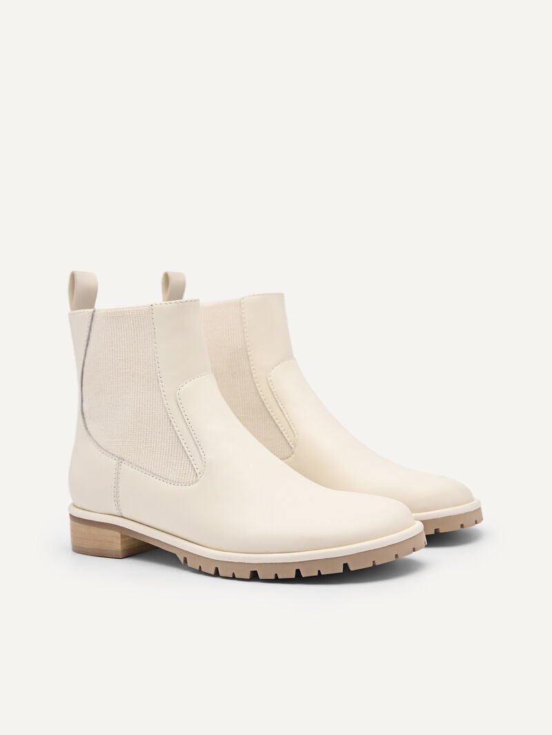 Pedro Leather Boots Women Chelsea Boots Chalk | Q9Q-1353