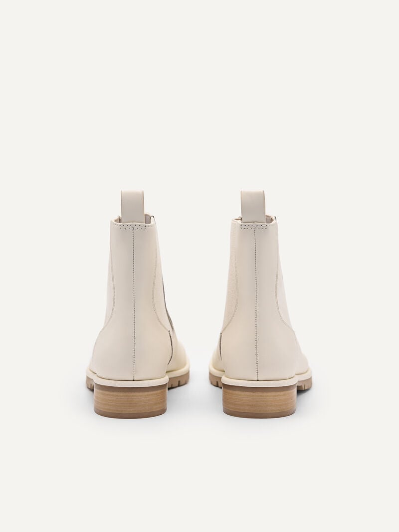 Pedro Leather Boots Women Chelsea Boots Chalk | Q9Q-1353