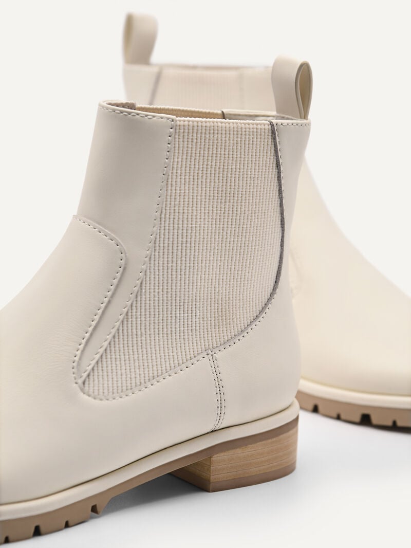 Pedro Leather Boots Women Chelsea Boots Chalk | Q9Q-1353