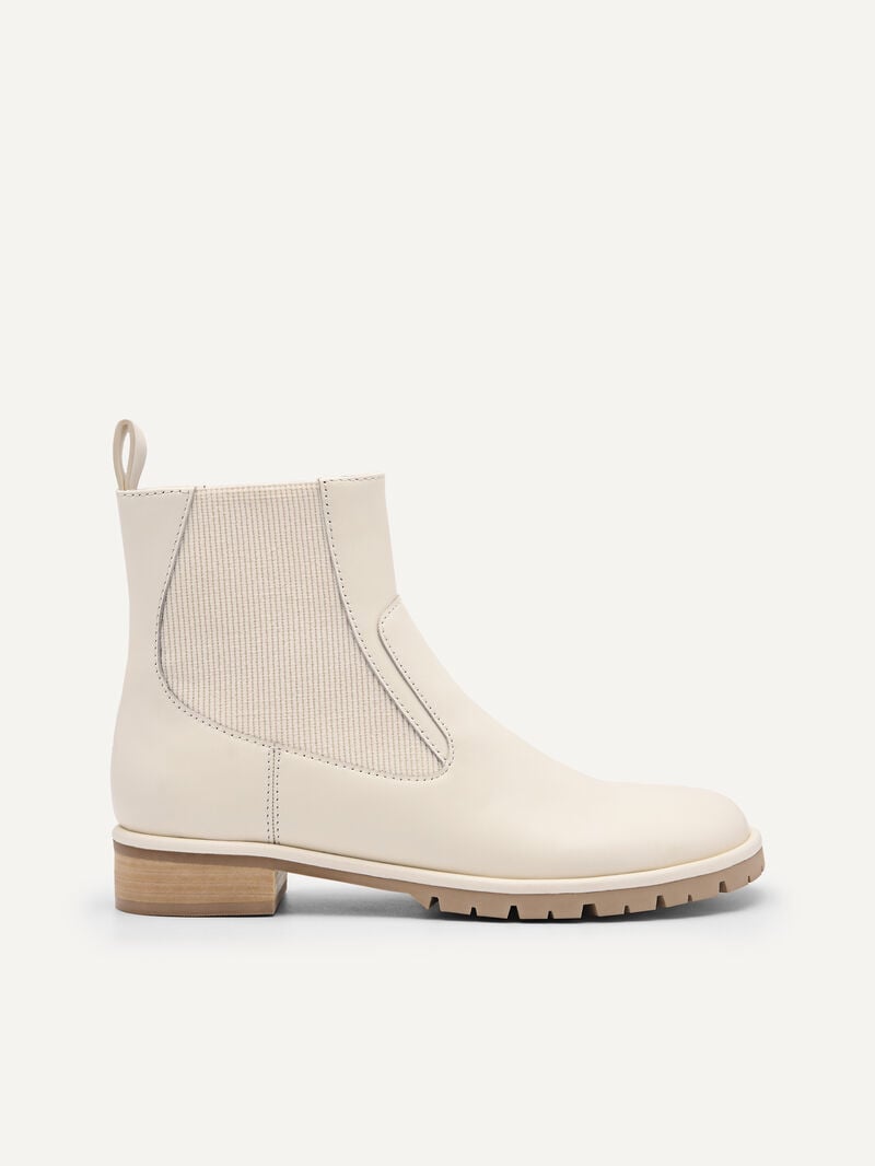Pedro Leather Boots Women Chelsea Boots Chalk | Q9Q-1353