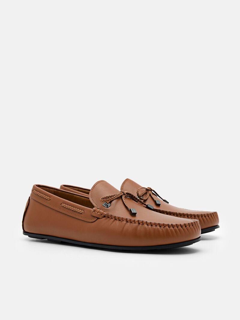 Pedro Leather Bow Men Moccasins Cognac | Q9Q-1757