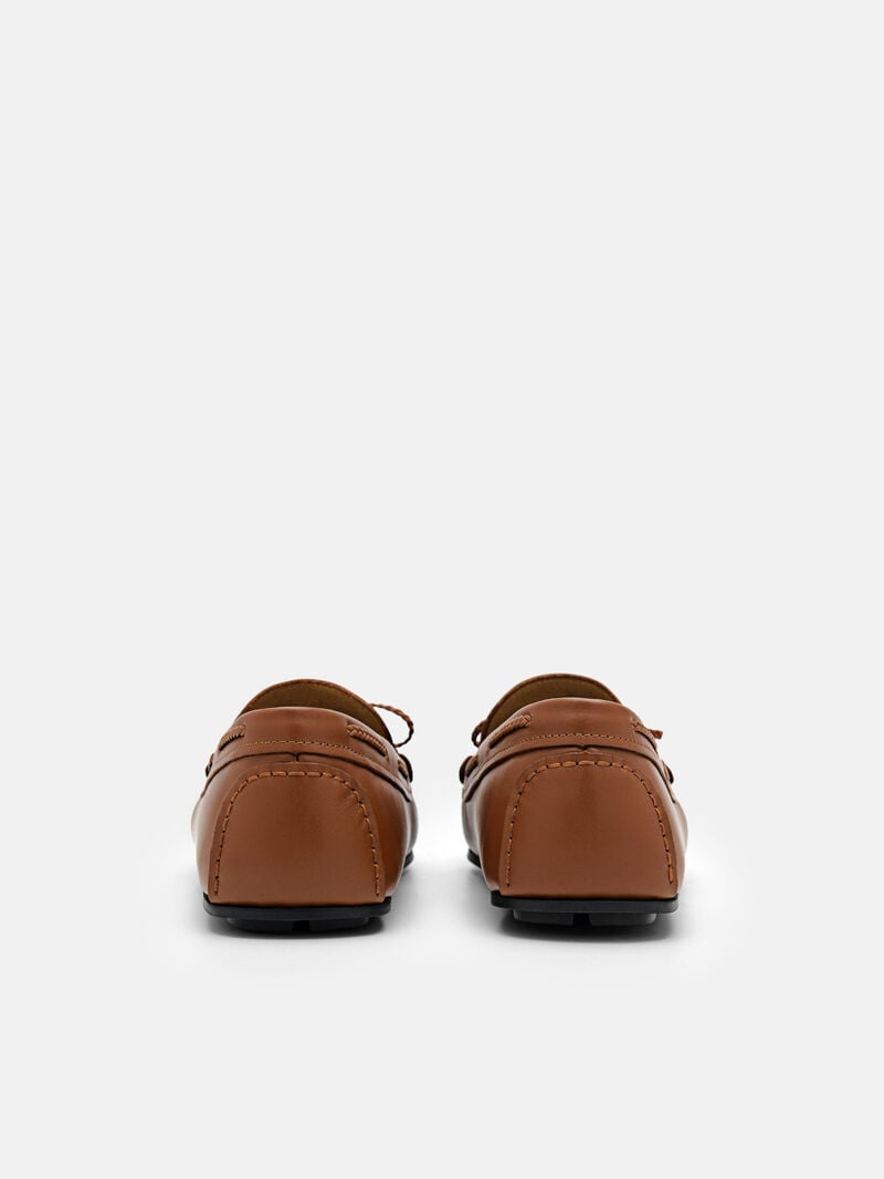 Pedro Leather Bow Men Moccasins Cognac | Q9Q-1757