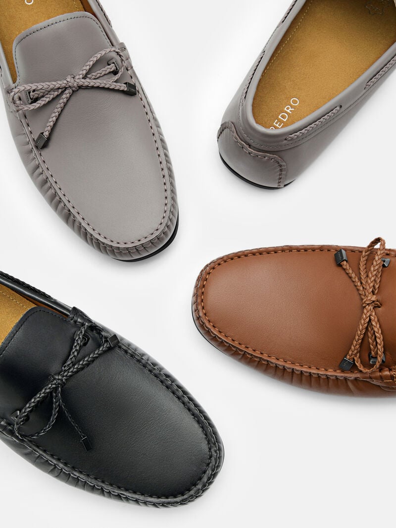 Pedro Leather Bow Men Moccasins Cognac | Q9Q-1757