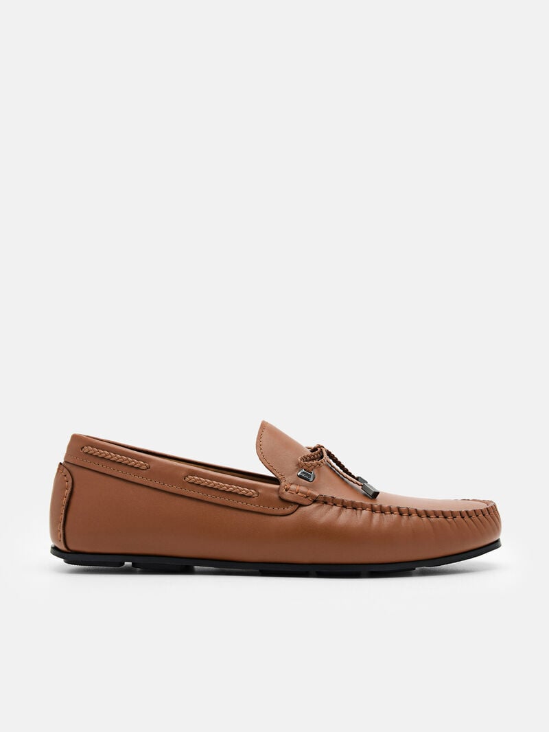 Pedro Leather Bow Men Moccasins Cognac | Q9Q-1757