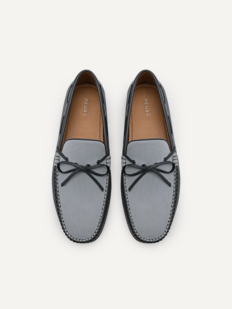 Pedro Leather Bow Men Moccasins Dark Grey | Q9Q-1760