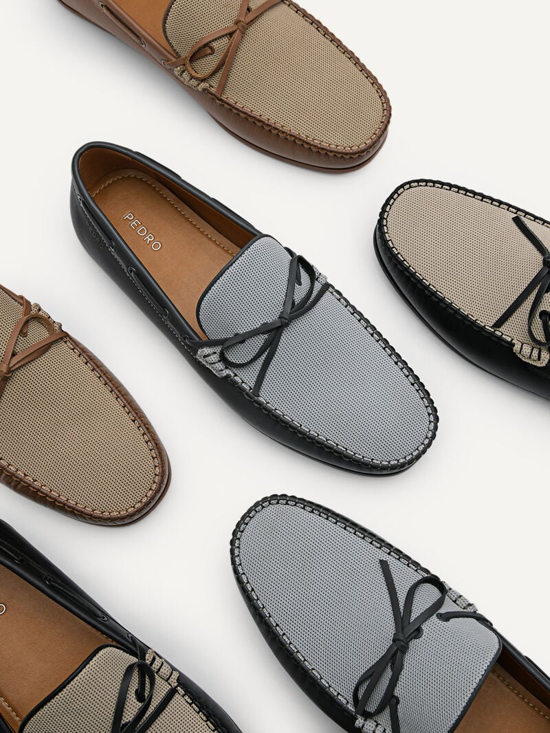 Pedro Leather Bow Men Moccasins Dark Grey | Q9Q-1760