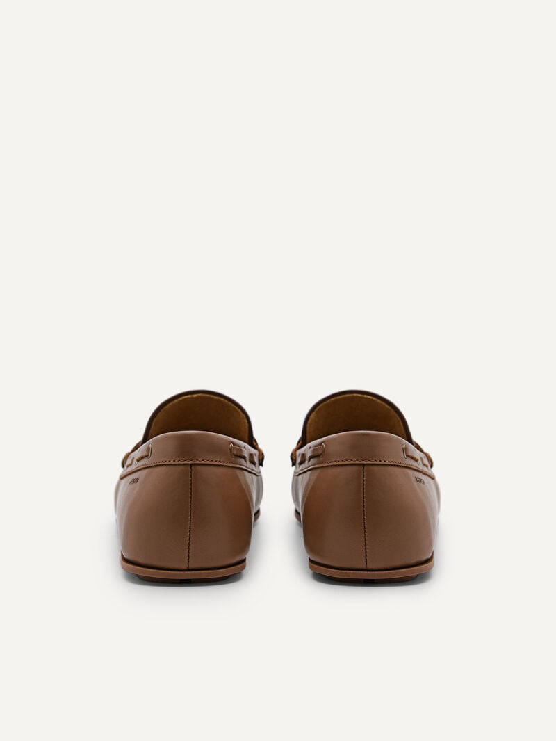 Pedro Leather Bow Moccasins Men Loafers Camel | Q9Q-1752