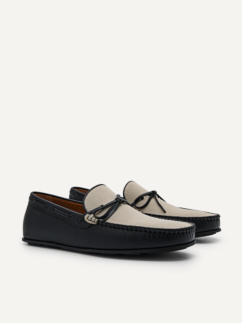 Pedro Leather Bow Moccasins Men Loafers Black | Q9Q-1751