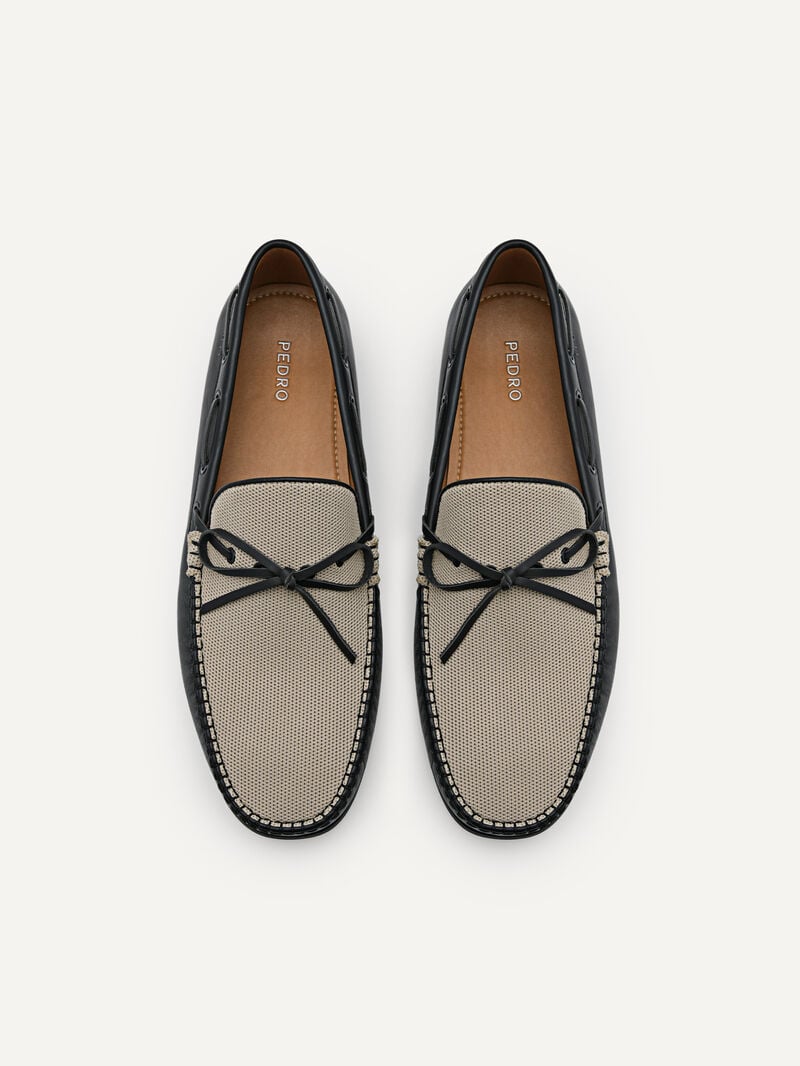 Pedro Leather Bow Moccasins Men Loafers Black | Q9Q-1751