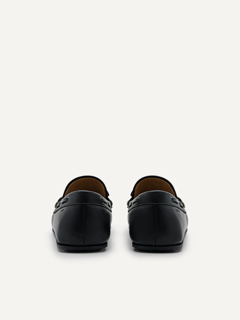Pedro Leather Bow Moccasins Men Loafers Black | Q9Q-1751