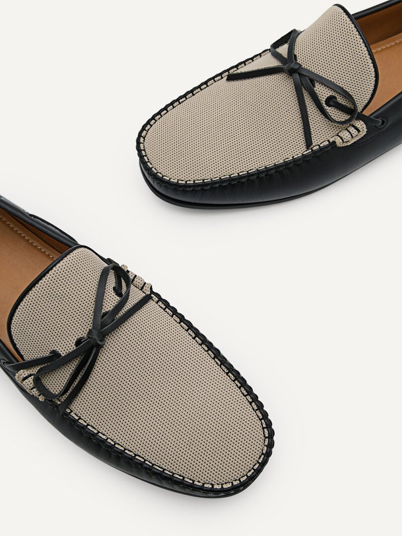 Pedro Leather Bow Moccasins Men Loafers Black | Q9Q-1751