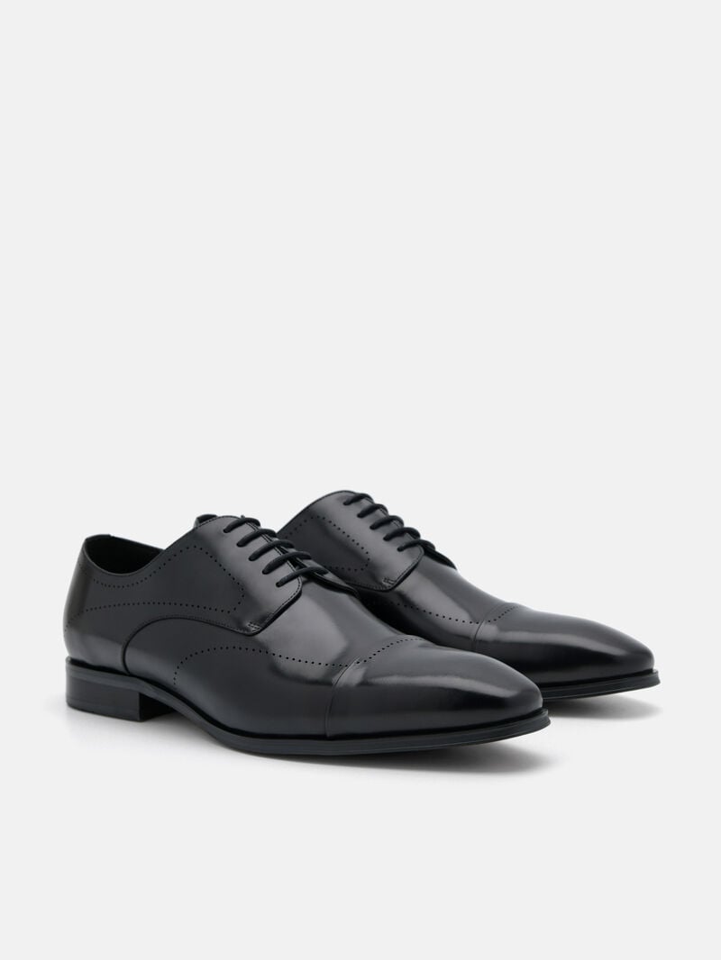 Pedro Leather Brogue Men Derby Shoes Black | Q9Q-1749
