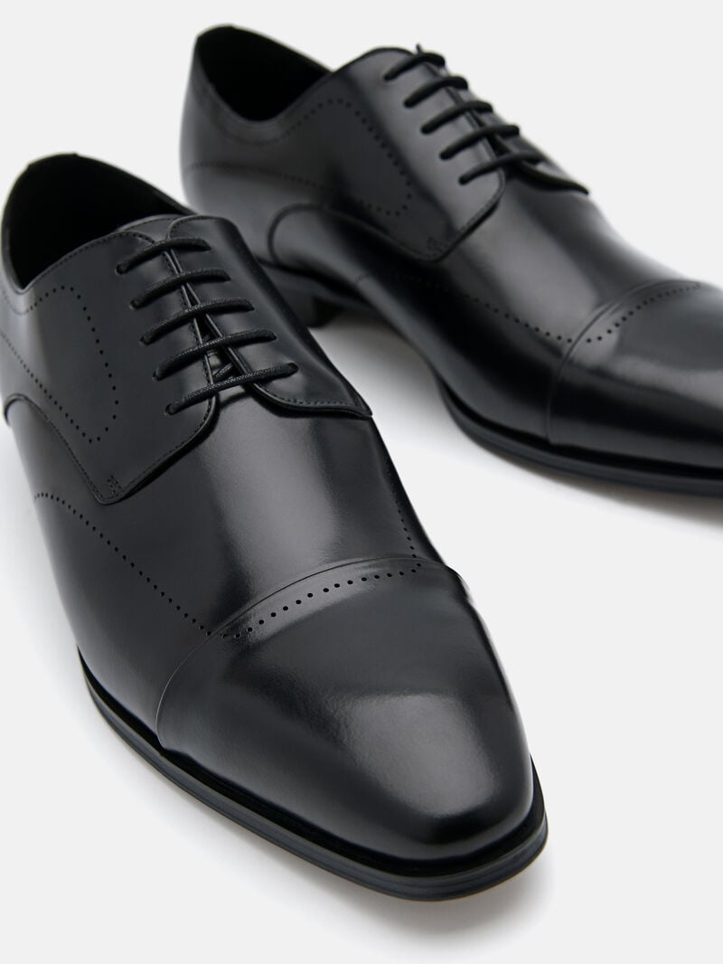 Pedro Leather Brogue Men Derby Shoes Black | Q9Q-1749