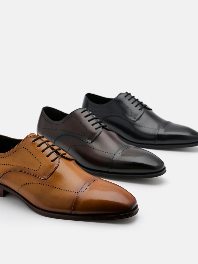 Pedro Leather Brogue Men Derby Shoes Black | Q9Q-1749