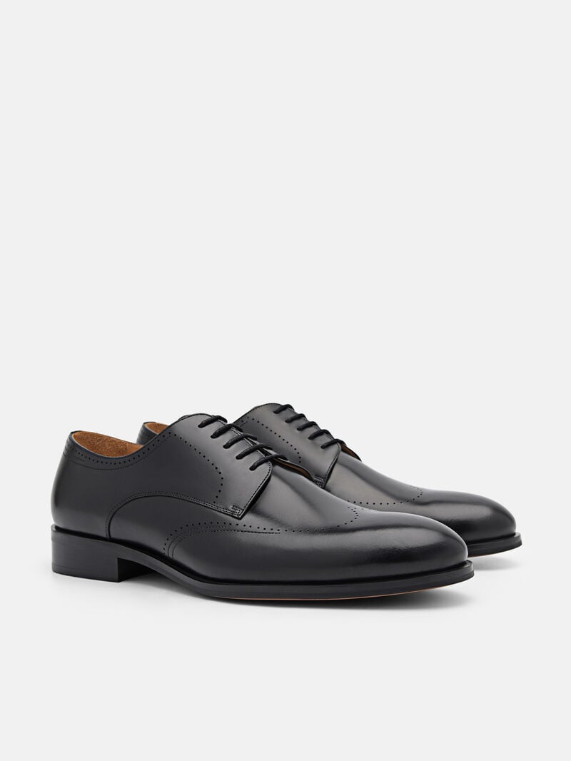 Pedro Leather Brogue Men Derby Shoes Black | Q9Q-1747