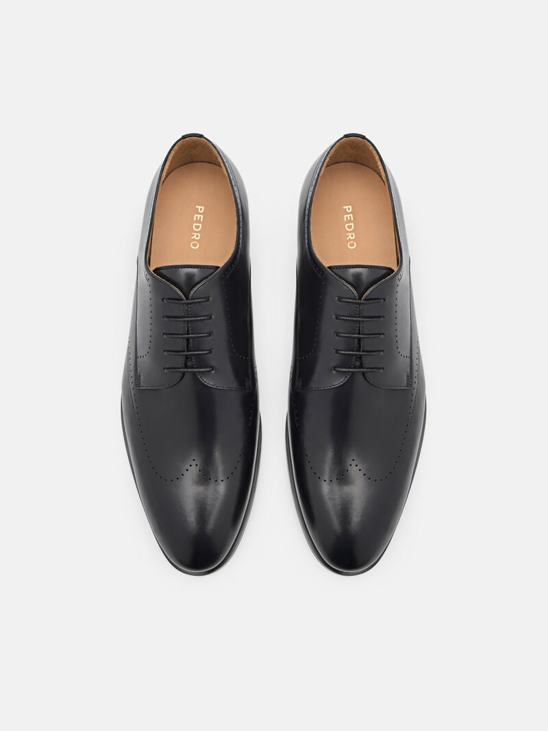 Pedro Leather Brogue Men Derby Shoes Black | Q9Q-1747