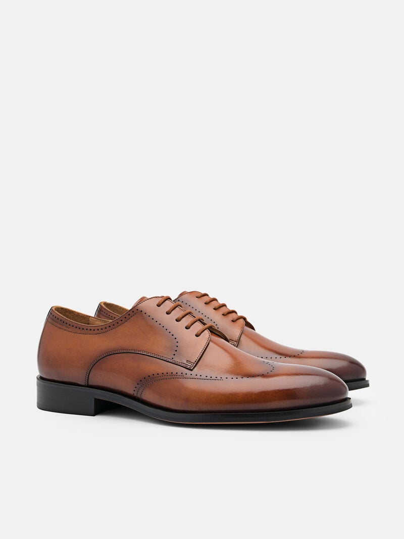 Pedro Leather Brogue Men Derby Shoes Cognac | Q9Q-1748