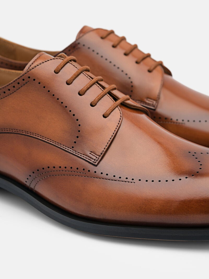 Pedro Leather Brogue Men Derby Shoes Cognac | Q9Q-1748