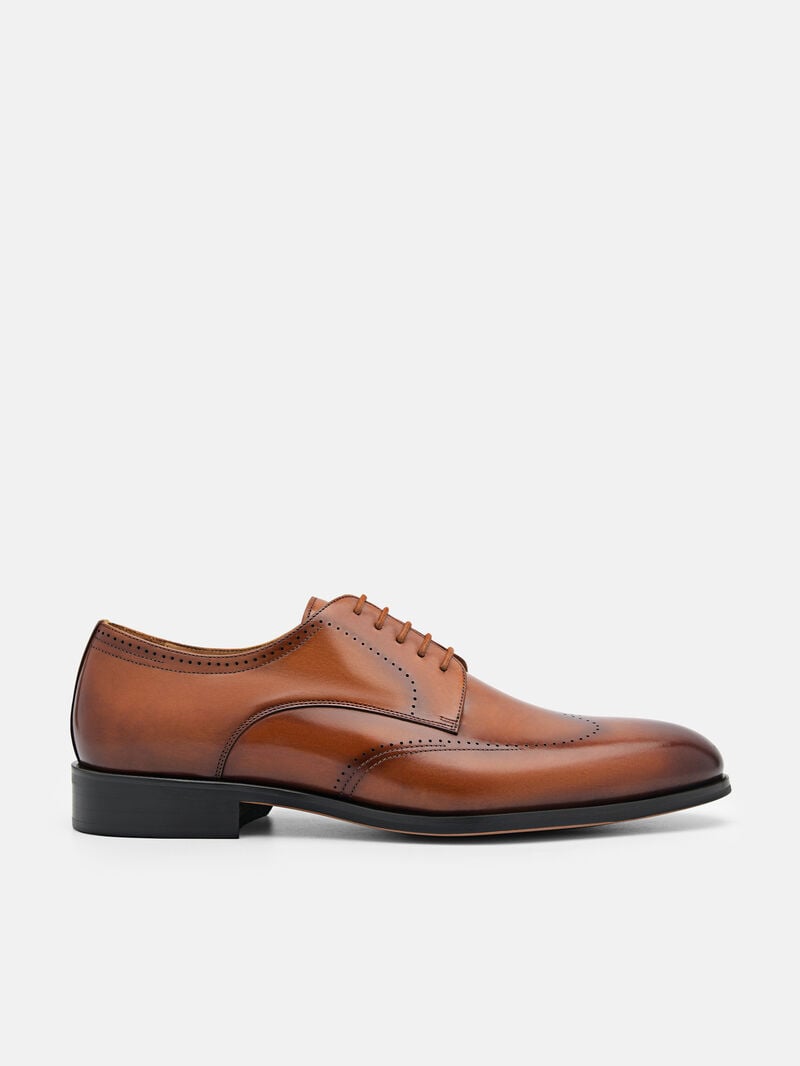 Pedro Leather Brogue Men Derby Shoes Cognac | Q9Q-1748