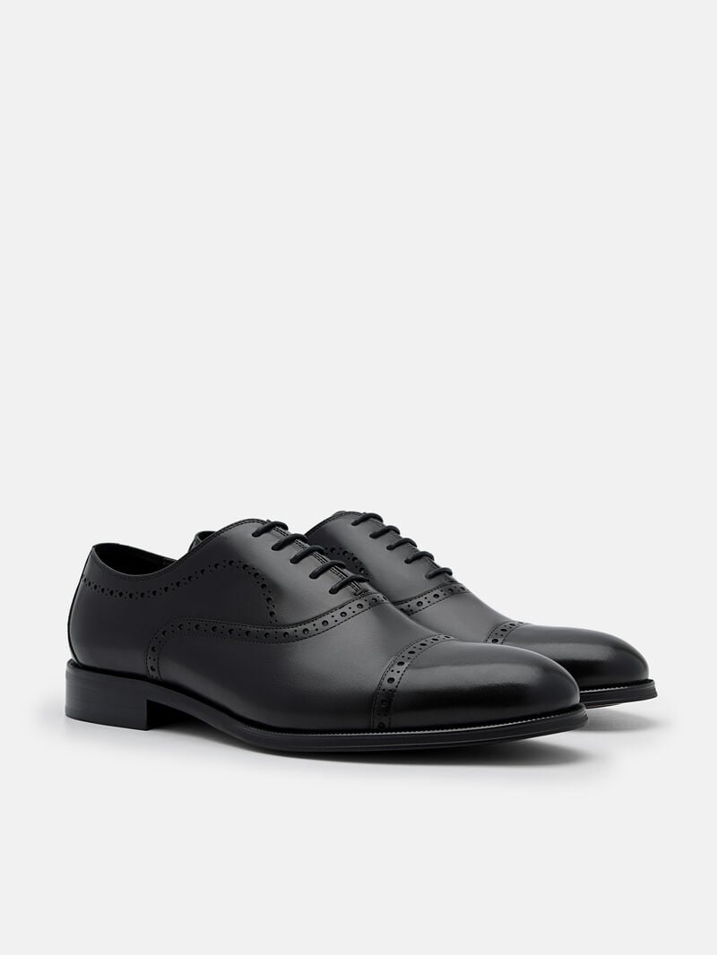 Pedro Leather Brogue Men Oxford Shoes Black | Q9Q-1744