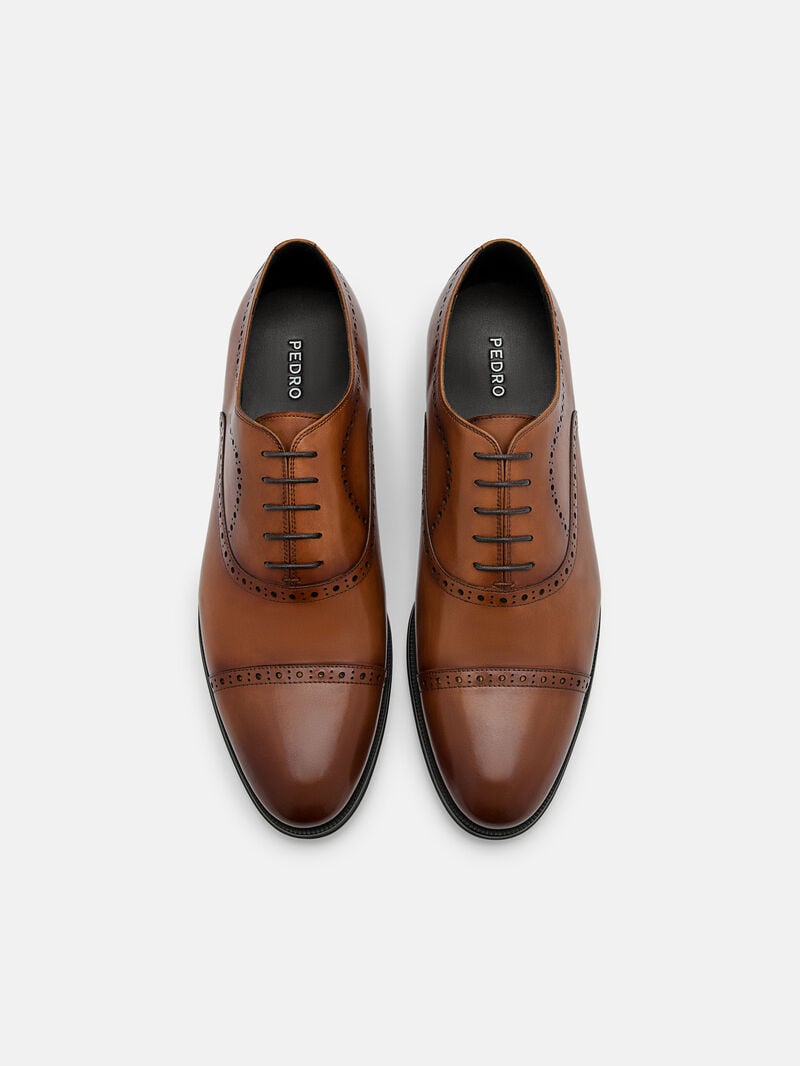 Pedro Leather Brogue Men Oxford Shoes Cognac | Q9Q-1745
