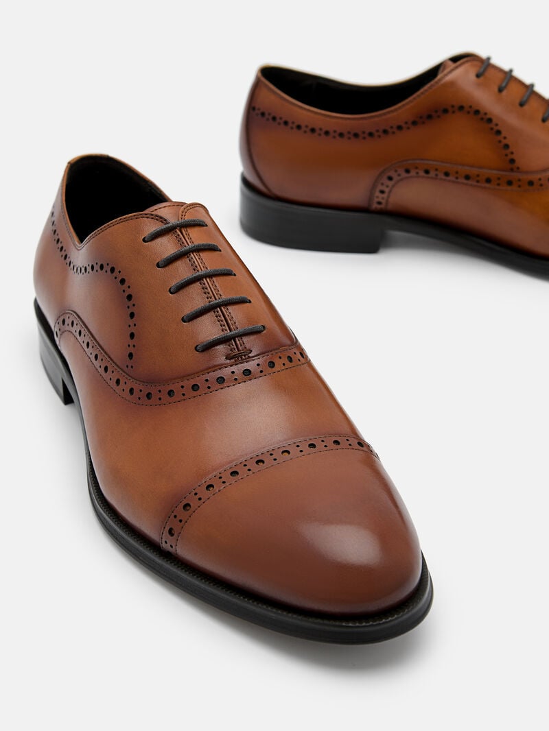 Pedro Leather Brogue Men Oxford Shoes Cognac | Q9Q-1745