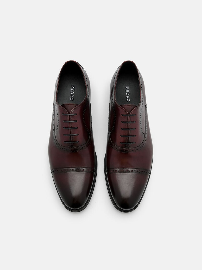 Pedro Leather Brogue Men Oxford Shoes Wine | Q9Q-1746