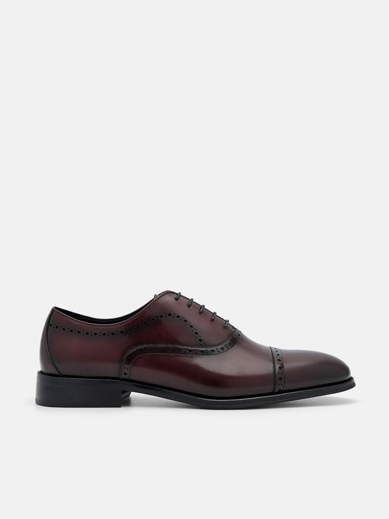 Pedro Leather Brogue Men Oxford Shoes Wine | Q9Q-1746