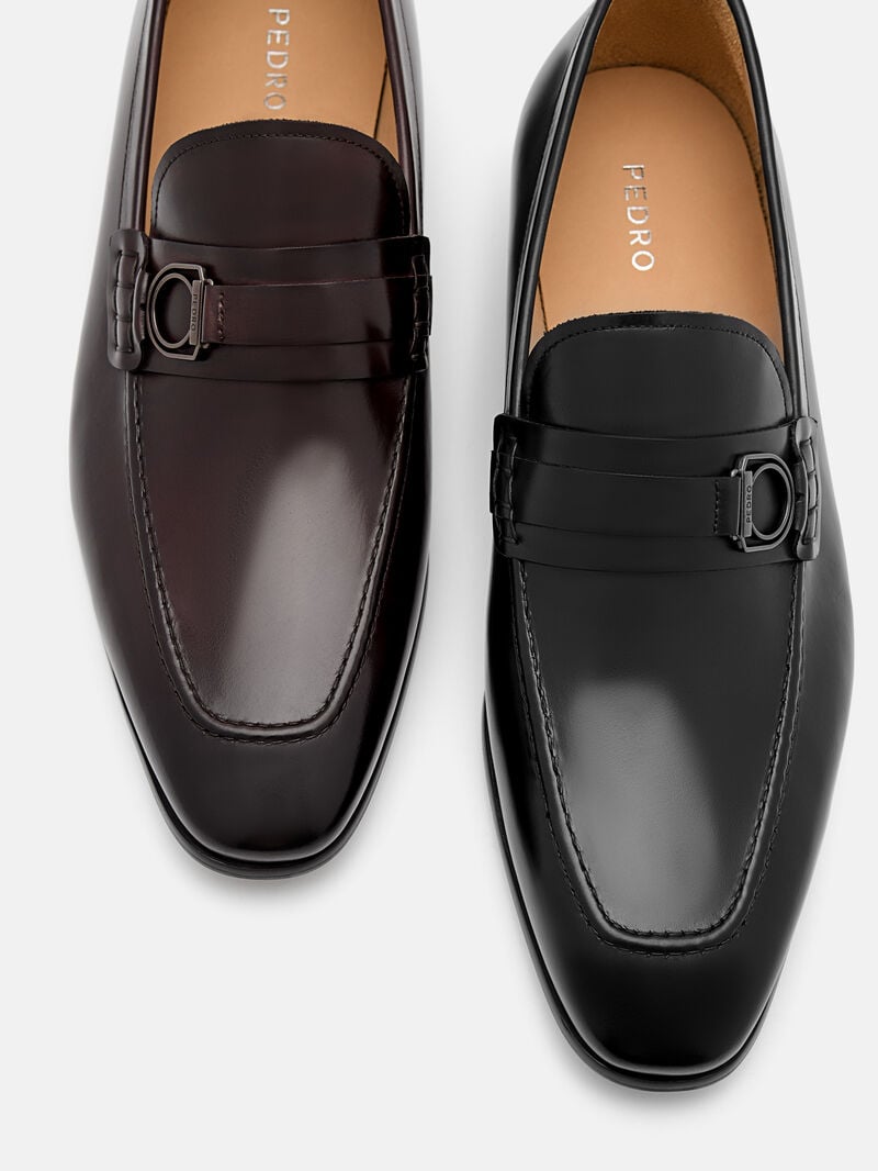 Pedro Leather Buckle Men Loafers Black | Q9Q-1739