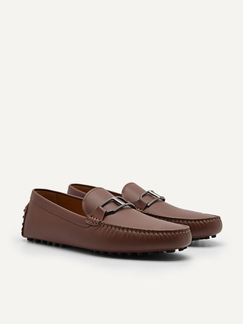 Pedro Leather Buckle Men Moccasins Brown | Q9Q-1736