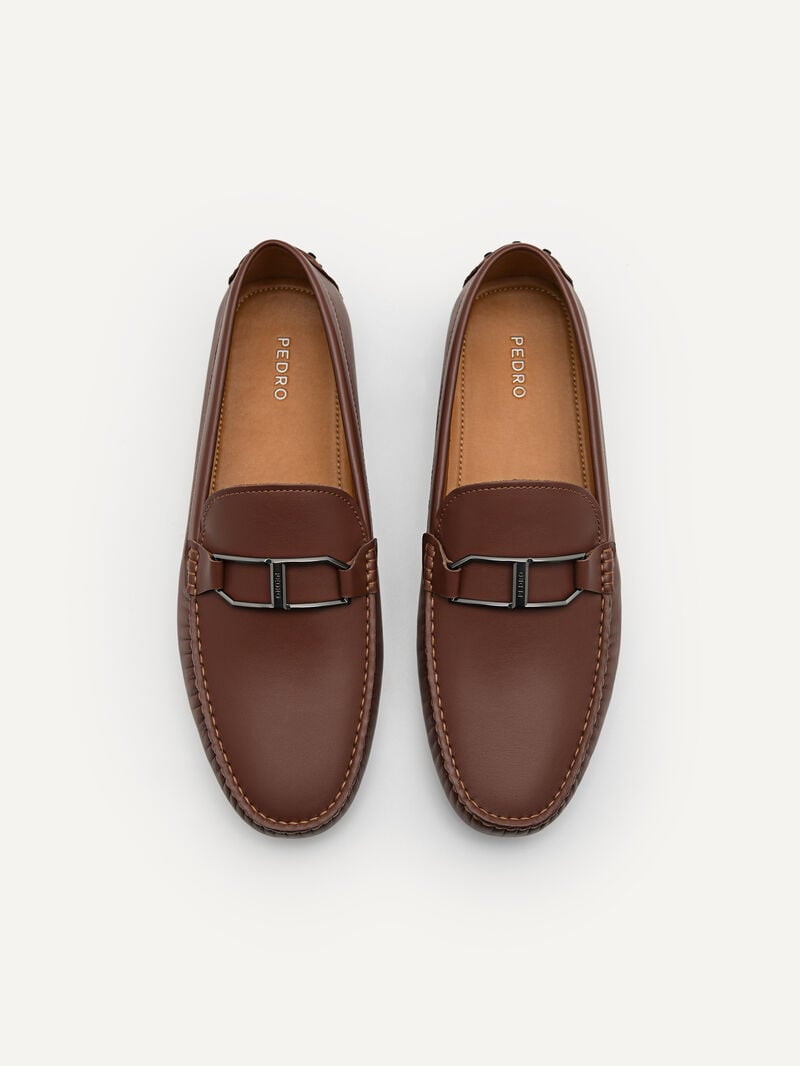 Pedro Leather Buckle Men Moccasins Brown | Q9Q-1736